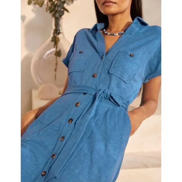 Boden Thomasina Jersey Midi Shirt Dress 6R 100% Cotton Collared Preppy Cottage - Picture 3 of 13